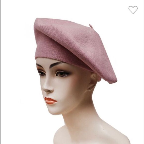 BLACK Solid colored knit acrylic berets - Picture 6 of 8